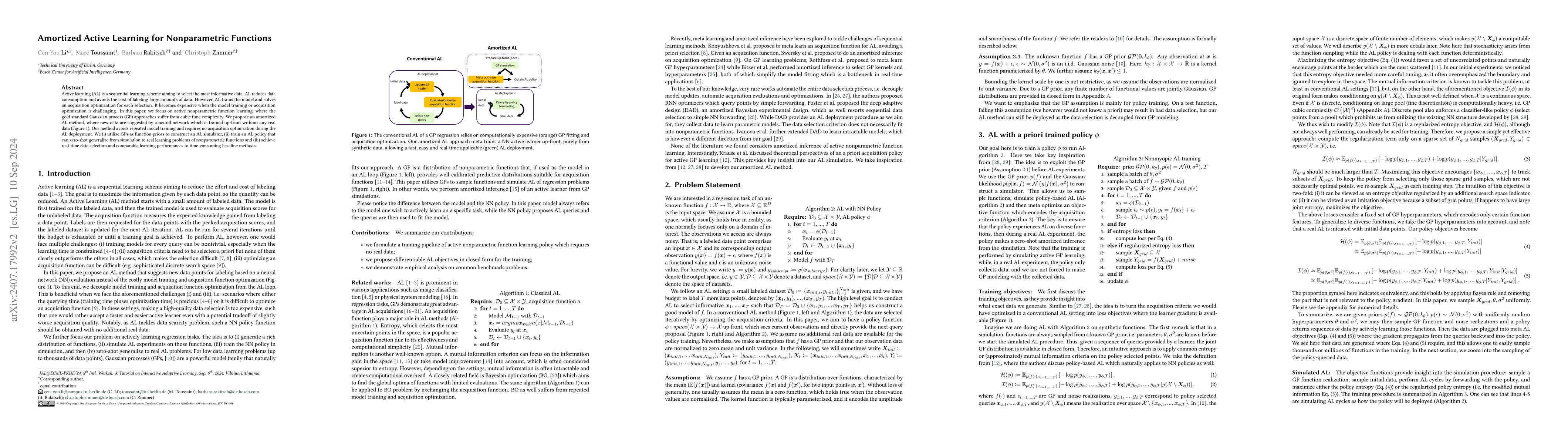 Thumbnail for Amortized Active Learning for Nonparametric Functions