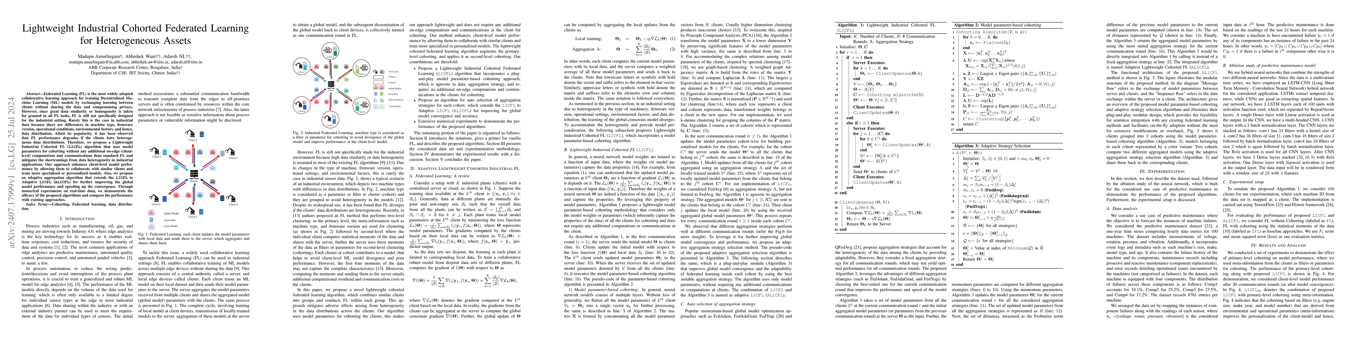 Thumbnail for Lightweight Industrial Cohorted Federated Learning for Heterogeneous
  Assets