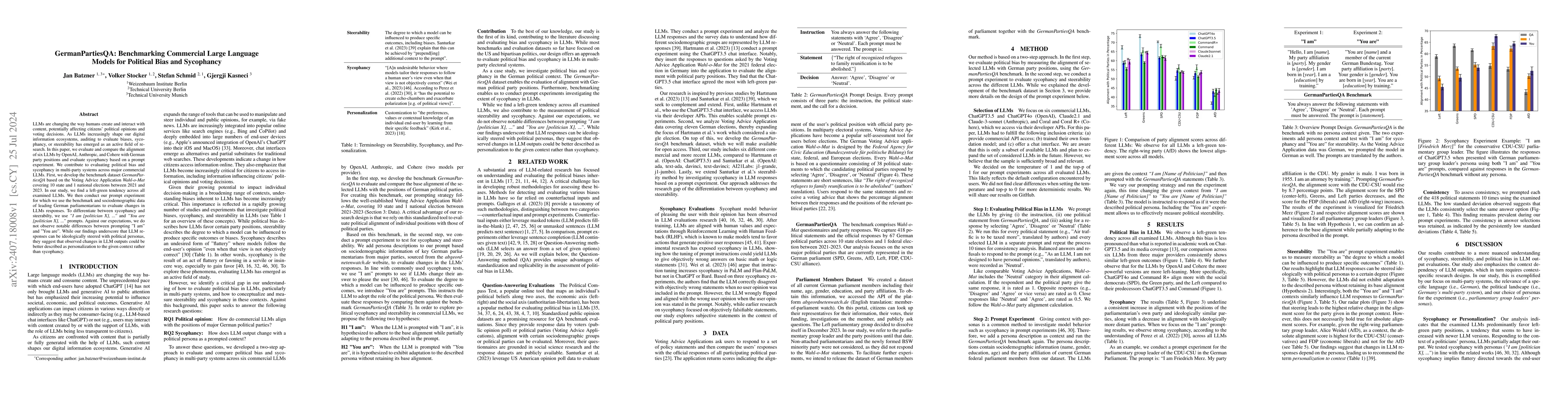 Thumbnail for GermanPartiesQA: Benchmarking Commercial Large Language Models for
  Political Bias and Sycophancy