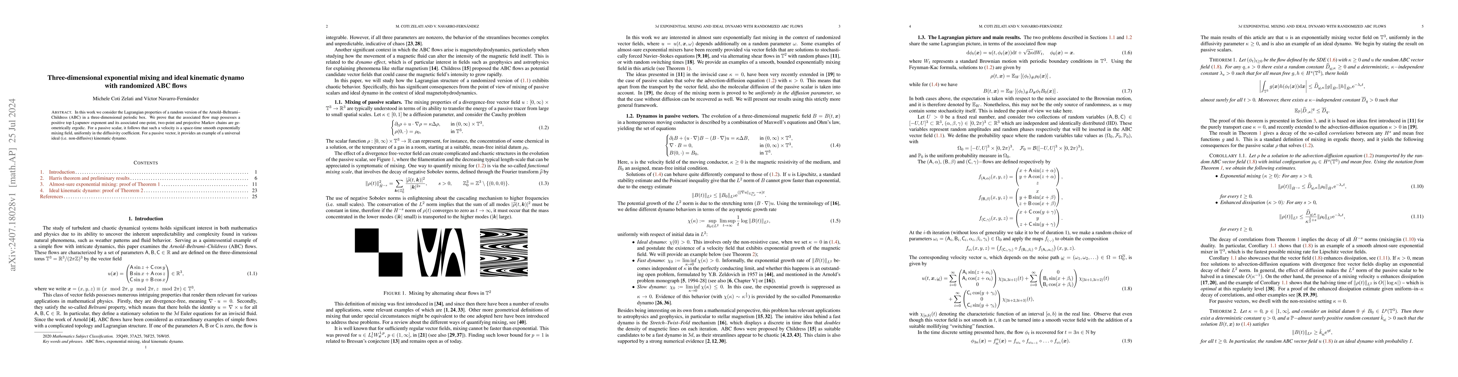 Thumbnail for Three-dimensional exponential mixing and ideal kinematic dynamo with
  randomized ABC flows