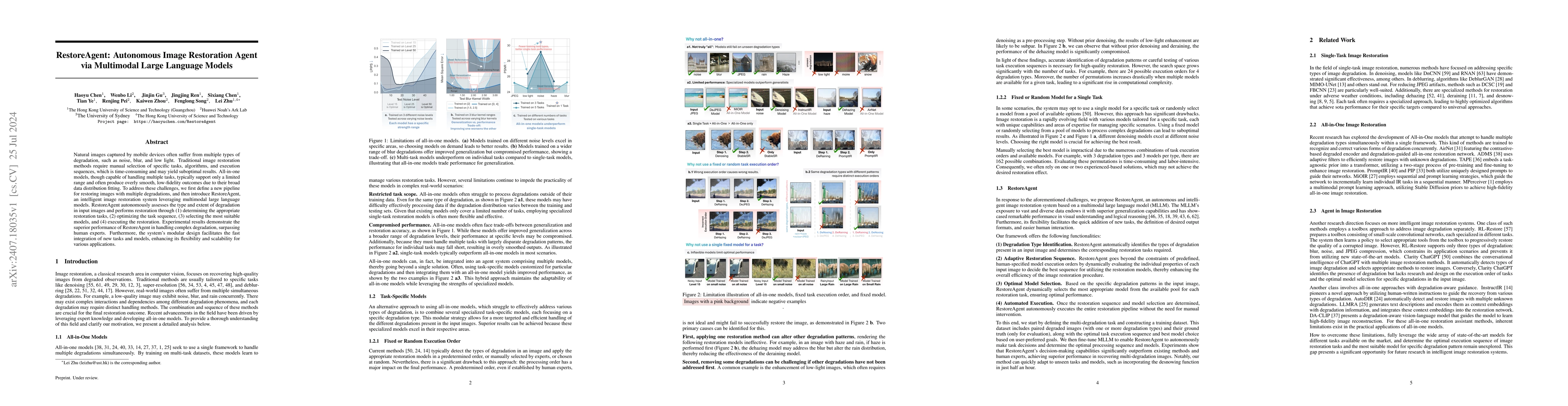 Thumbnail for RestoreAgent: Autonomous Image Restoration Agent via Multimodal Large
  Language Models