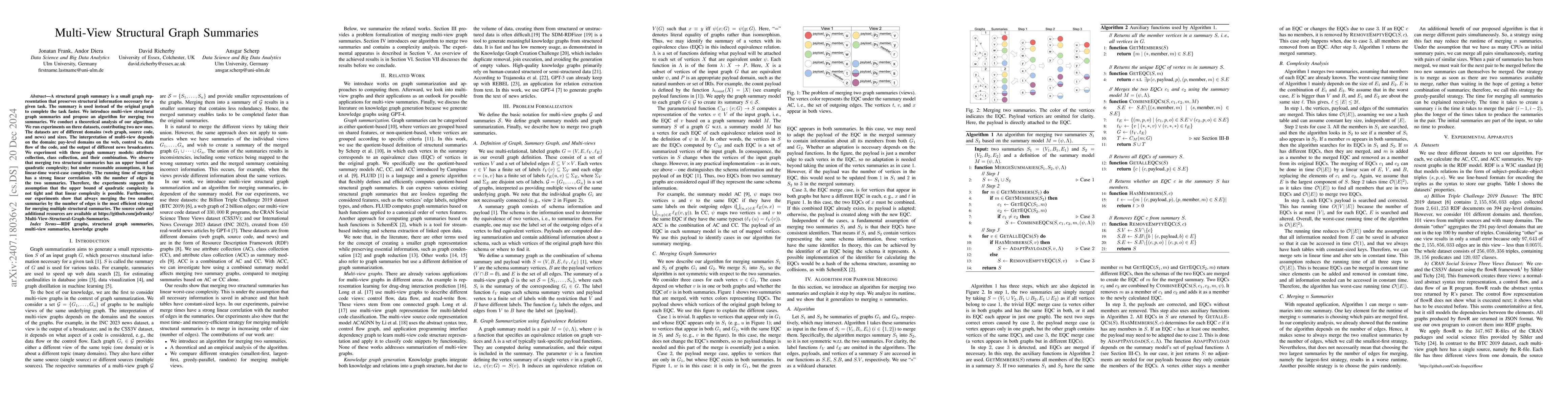 Thumbnail for Multi-View Structural Graph Summaries