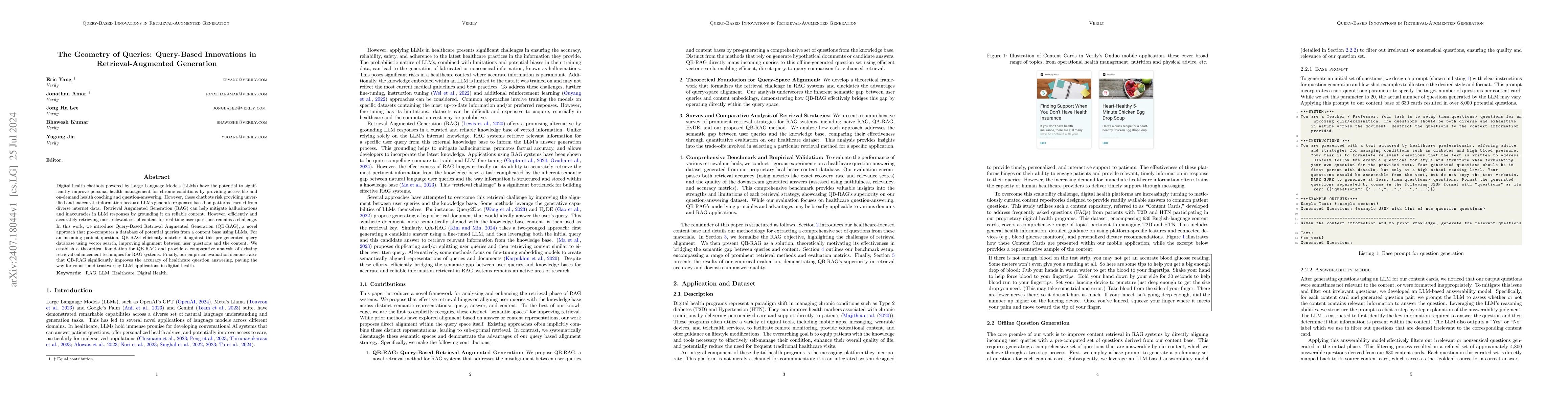 Thumbnail for The Geometry of Queries: Query-Based Innovations in Retrieval-Augmented
  Generation