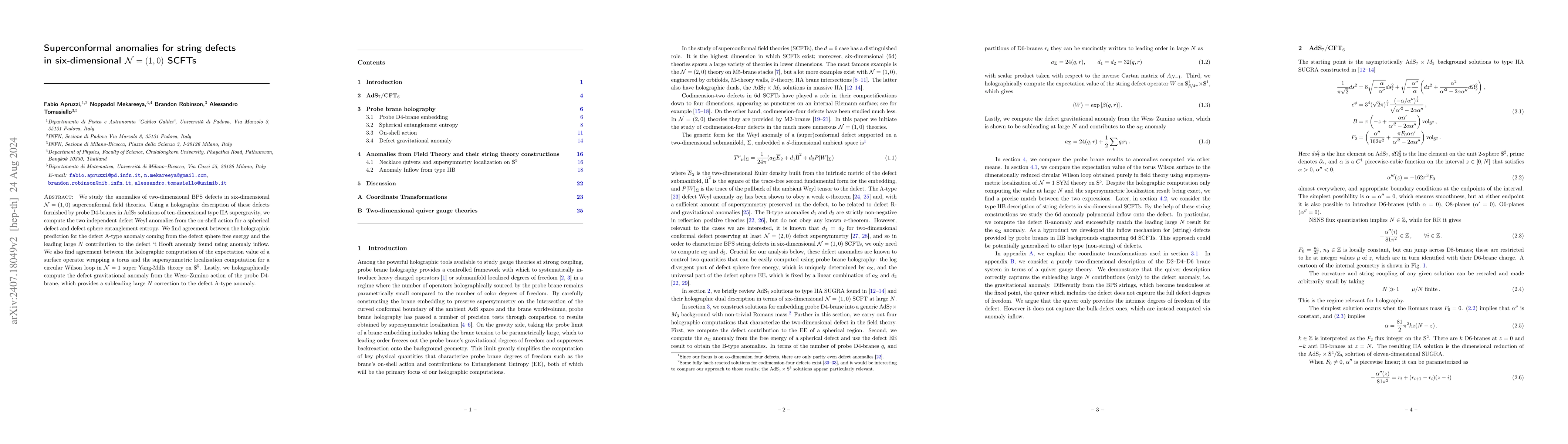 Thumbnail for Superconformal anomalies for string defects in six-dimensional
  $\mathcal{N} = (1,0)$ SCFTs