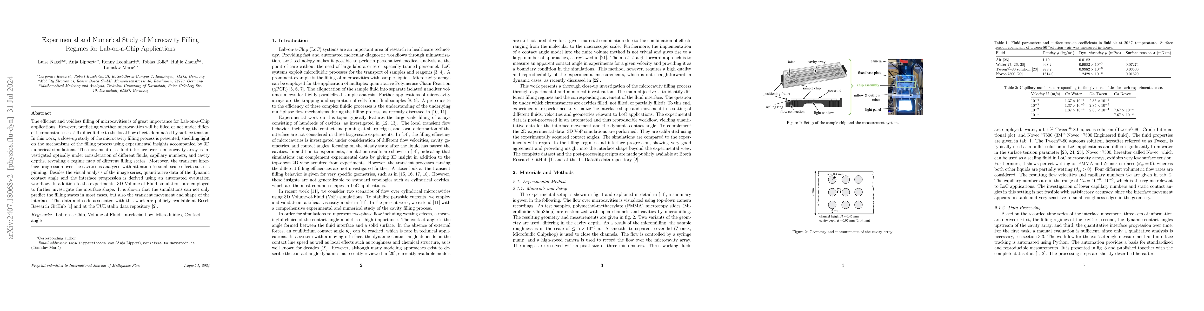 Thumbnail for Experimental and Numerical Study of Microcavity Filling Regimes for
  Lab-on-a-Chip Applications