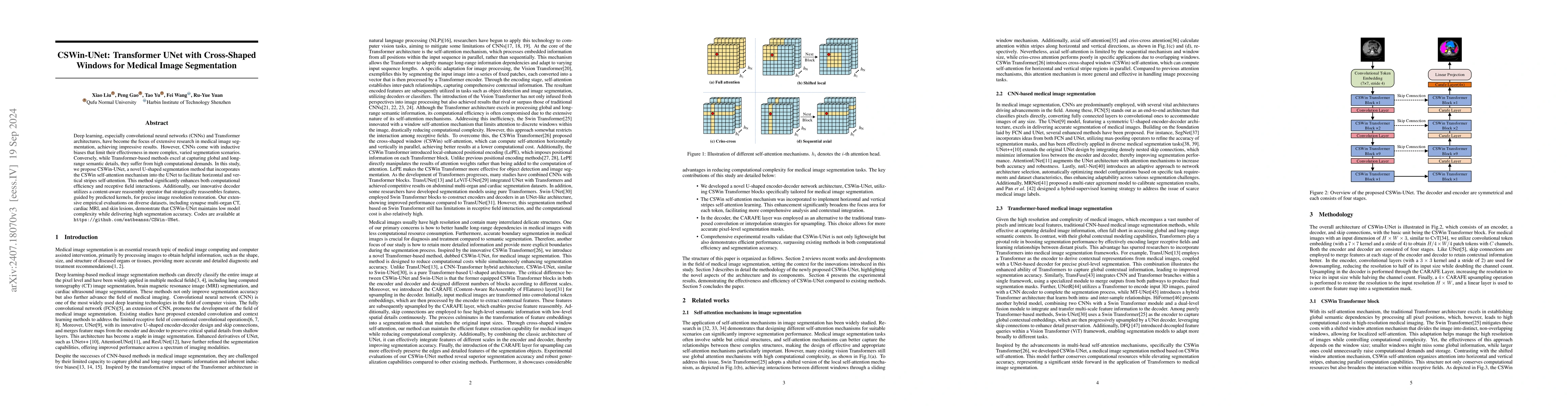Thumbnail for CSWin-UNet: Transformer UNet with Cross-Shaped Windows for Medical Image
  Segmentation