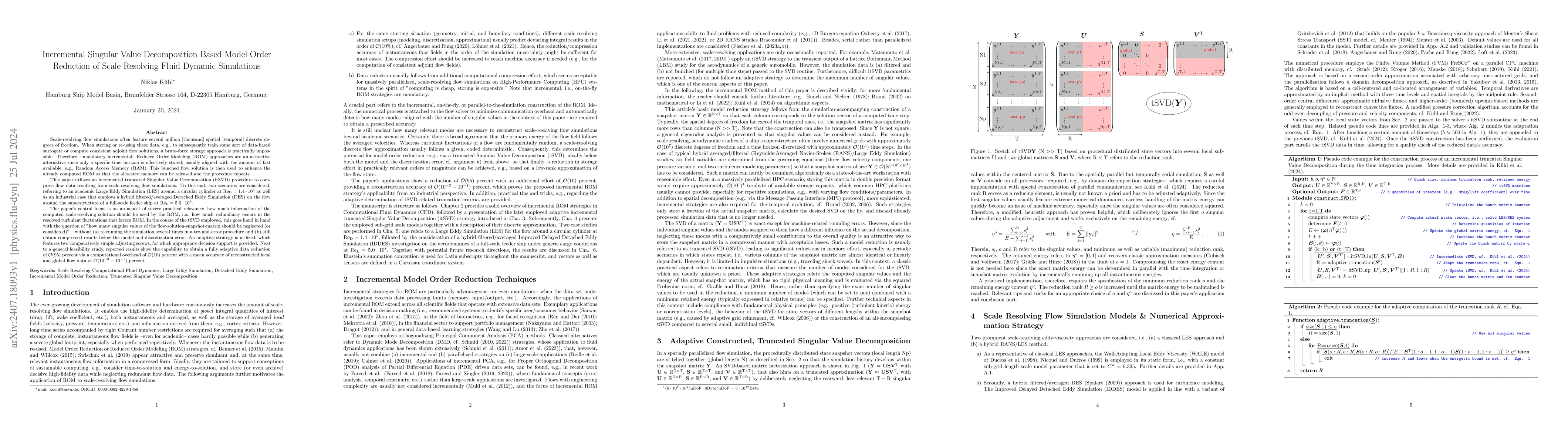 Thumbnail for Incremental Singular Value Decomposition Based Model Order Reduction of
  Scale Resolving Fluid Dynamic Simulations