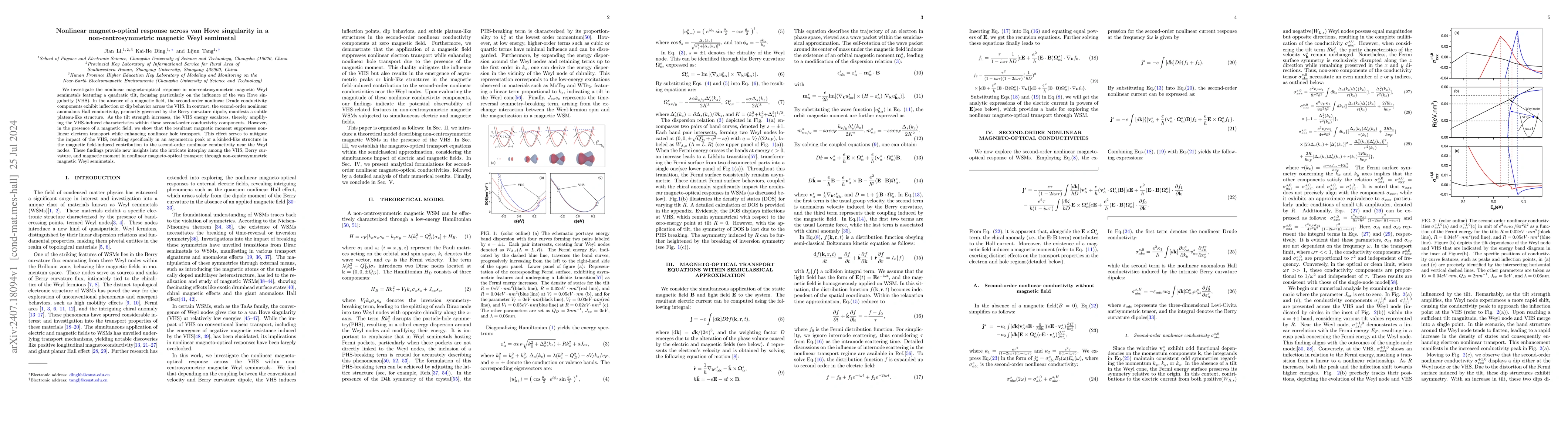 Thumbnail for Nonlinear magneto-optical response across van Hove singularity in a
  non-centrosymmetric magnetic Weyl semimetal
