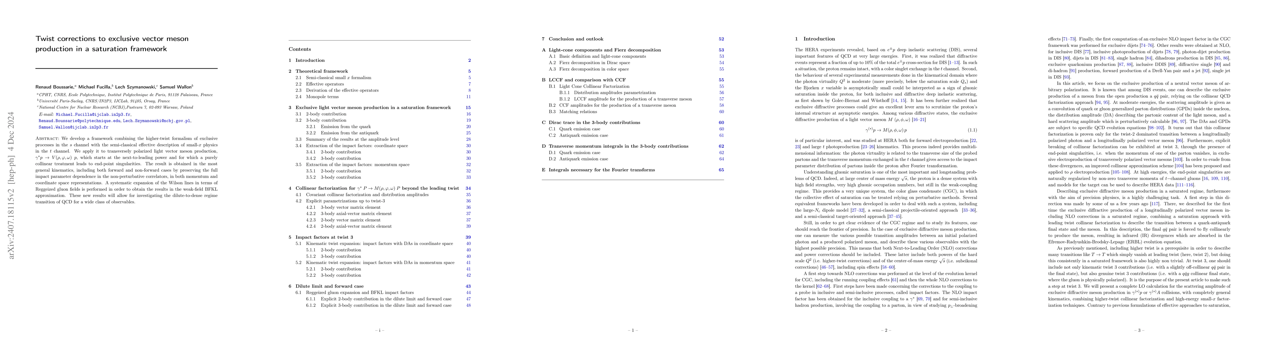 Thumbnail for Twist corrections to exclusive vector meson production in a saturation
  framework