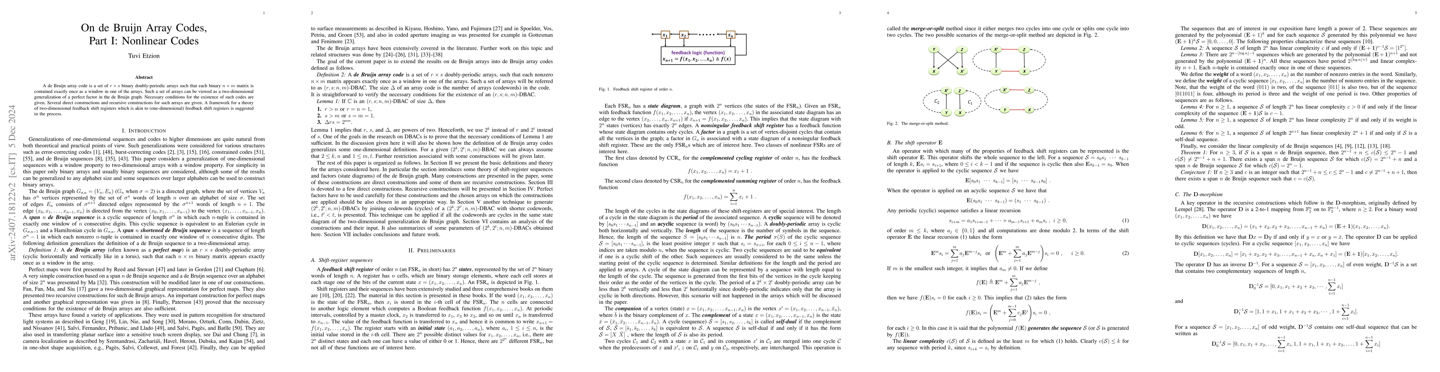 Thumbnail for On de Bruijn Arrays Codes, Part I: Nonlinear Codes