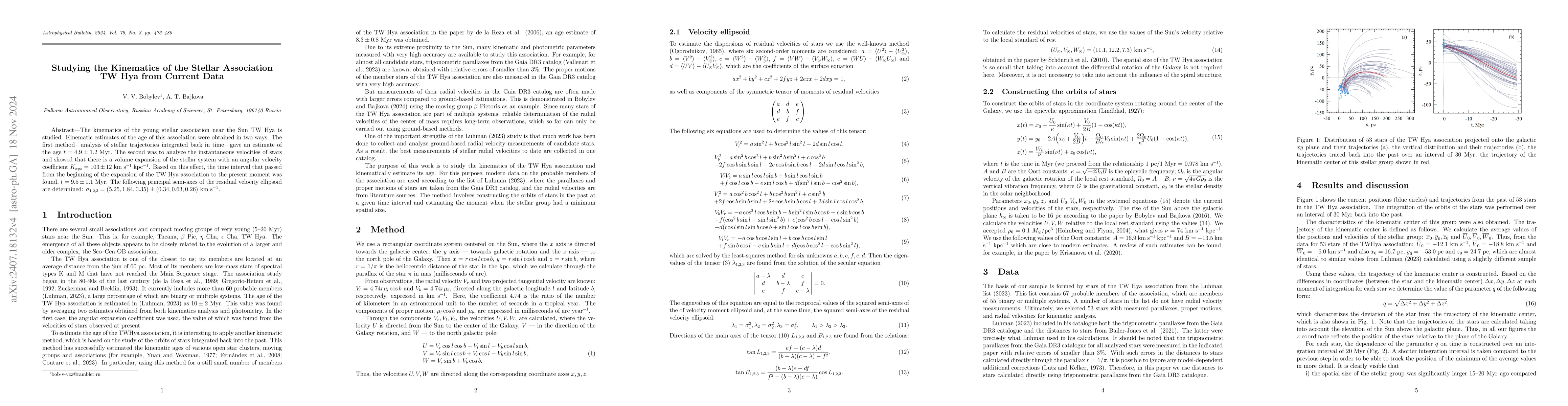 Thumbnail for Studying the Kinematics of the Stellar Association TW Hya from Current
  Data