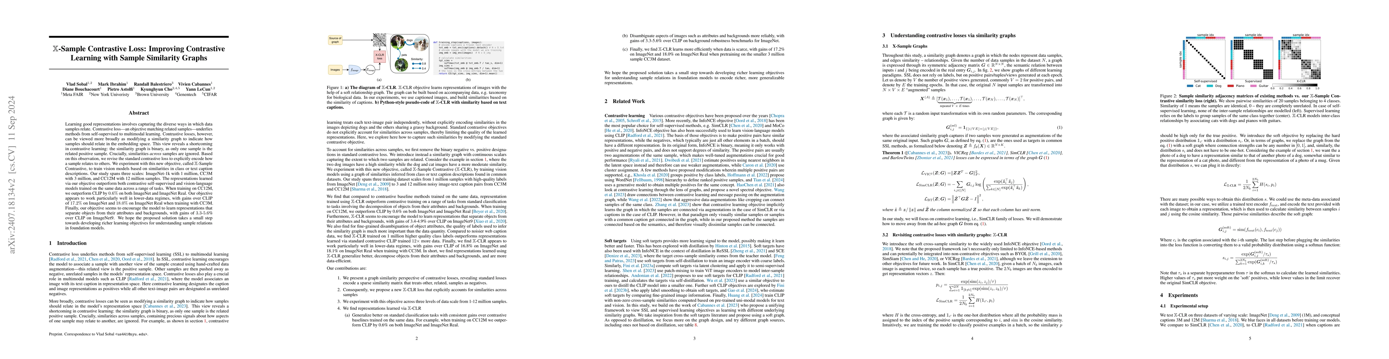 Thumbnail for $\mathbb{X}$-Sample Contrastive Loss: Improving Contrastive Learning
  with Sample Similarity Graphs