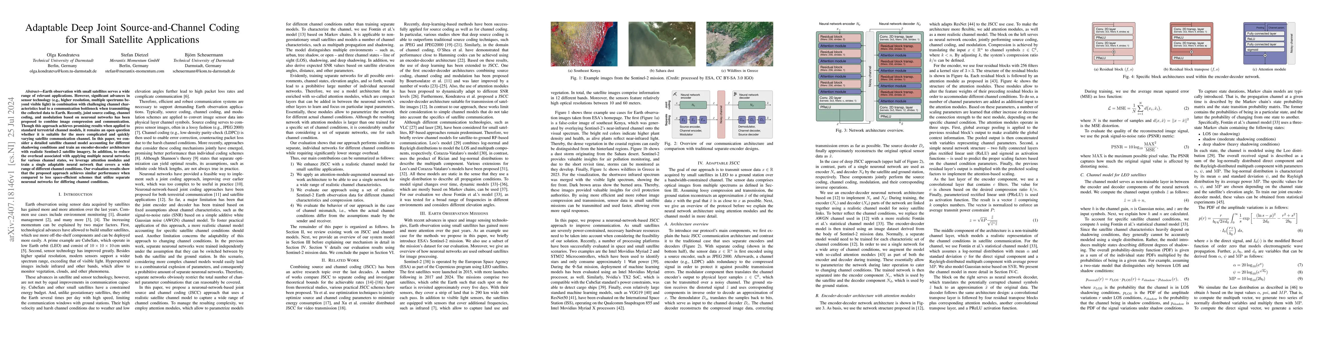 Thumbnail for Adaptable Deep Joint Source-and-Channel Coding for Small Satellite
  Applications