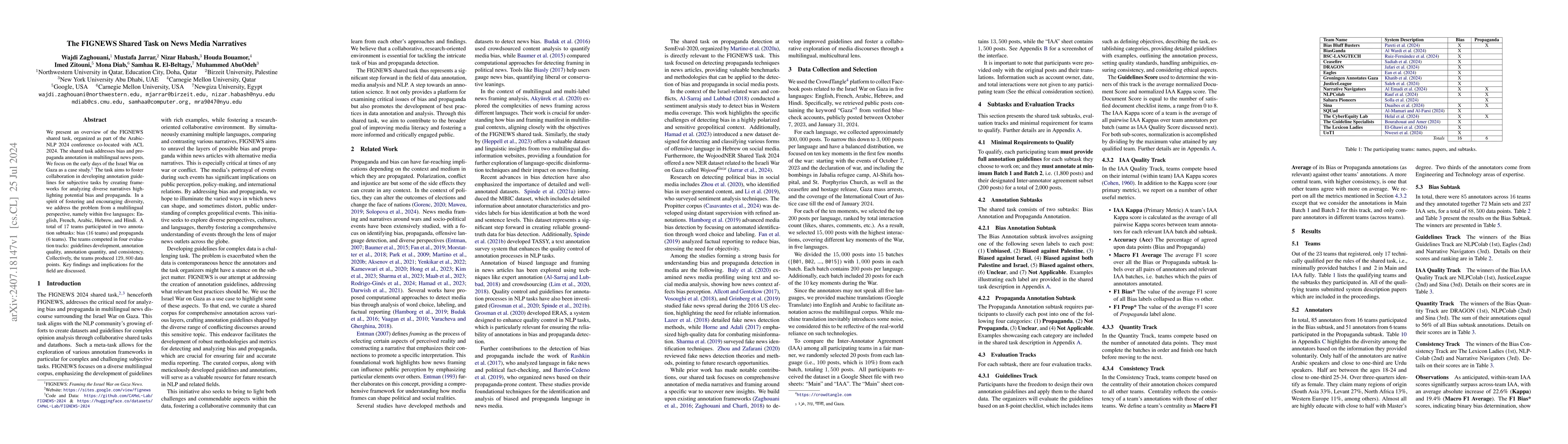 Thumbnail for The FIGNEWS Shared Task on News Media Narratives