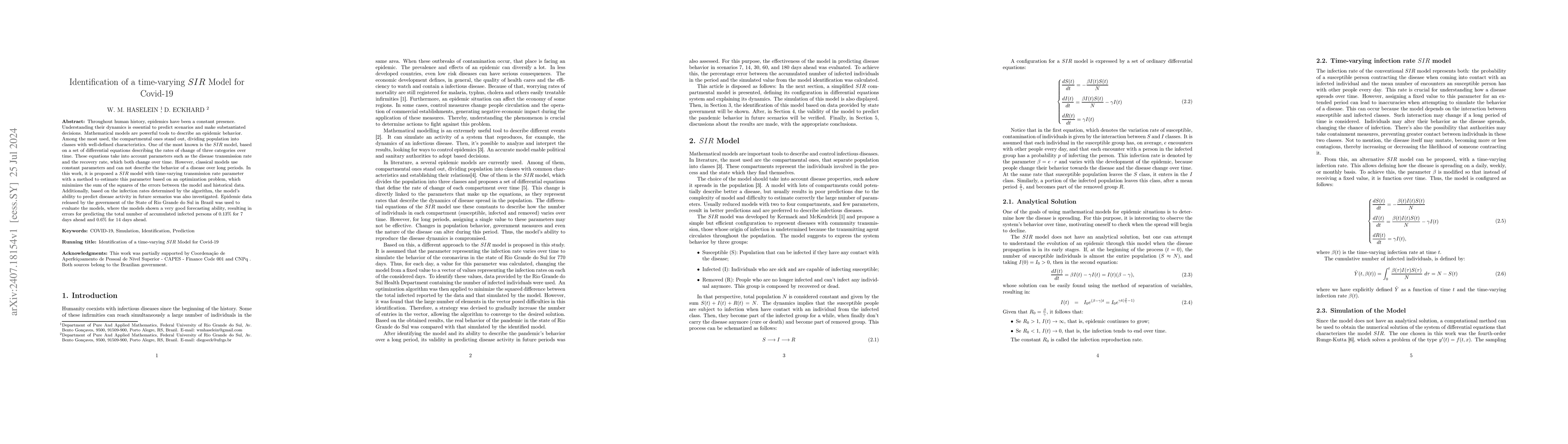 Thumbnail for Identification of a time-varying SIR Model for Covid-19