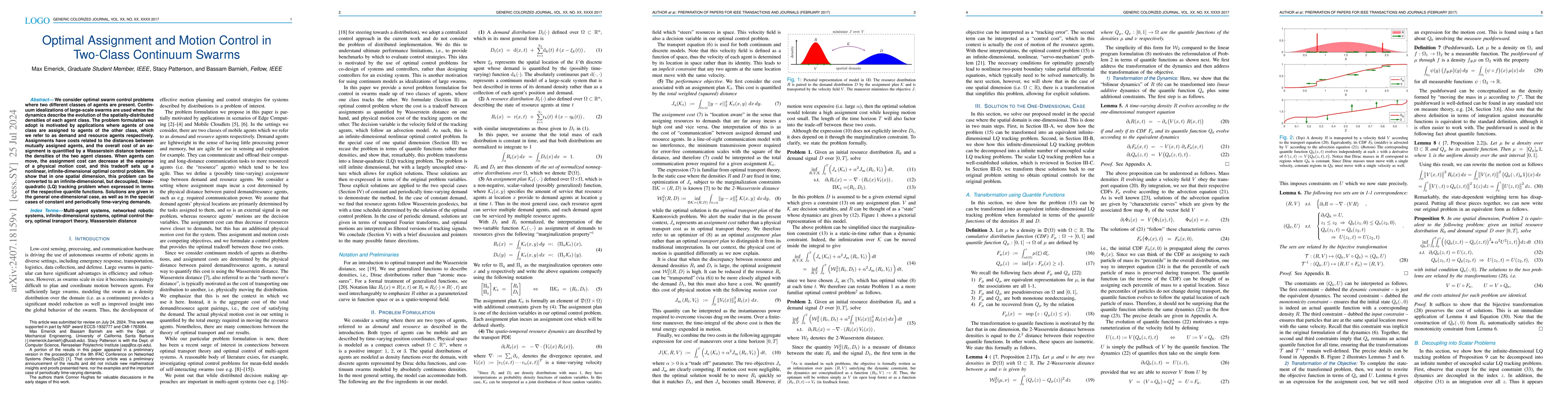 Thumbnail for Optimal Assignment and Motion Control in Two-Class Continuum Swarms