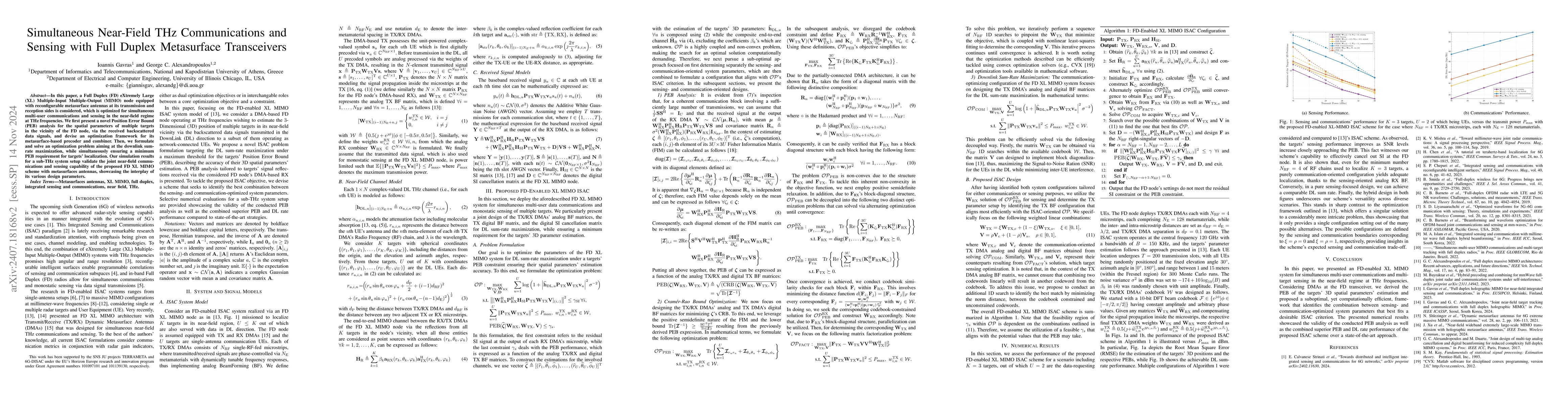 Thumbnail for Simultaneous Near-Field THz Communications and Sensing with Full Duplex
  Metasurface Transceivers
