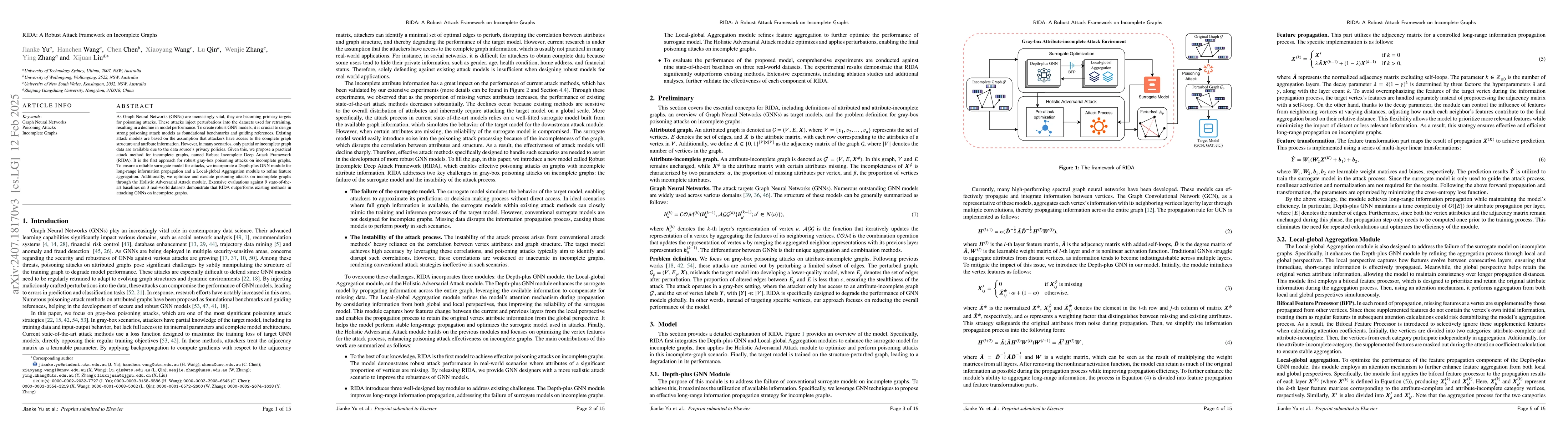 Thumbnail for RIDA: A Robust Attack Framework on Incomplete Graphs