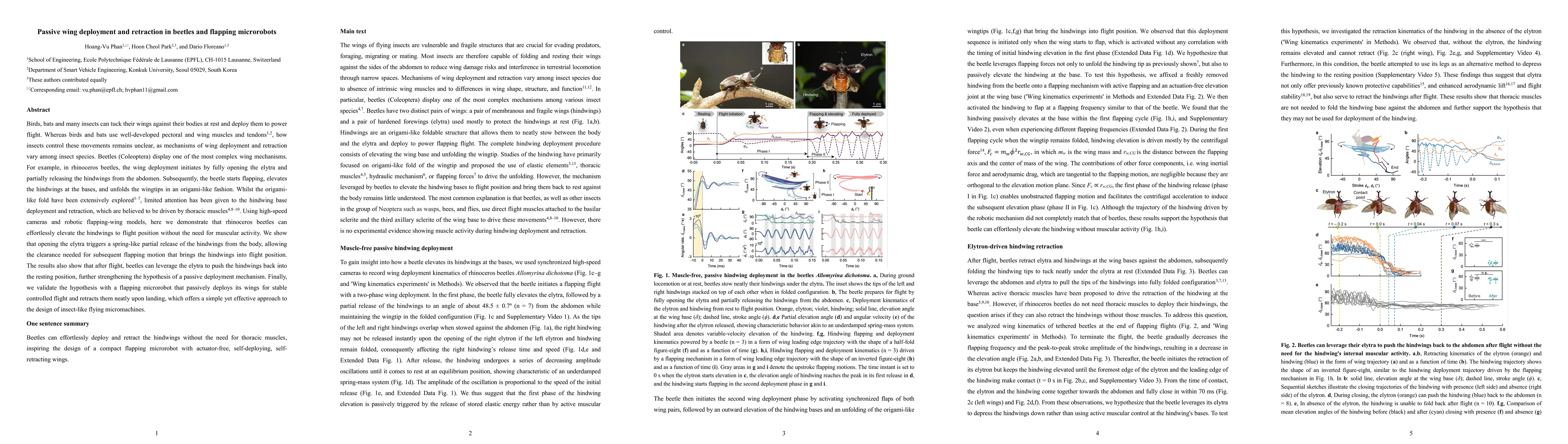 Thumbnail for Passive wing deployment and retraction in beetles and flapping
  microrobots