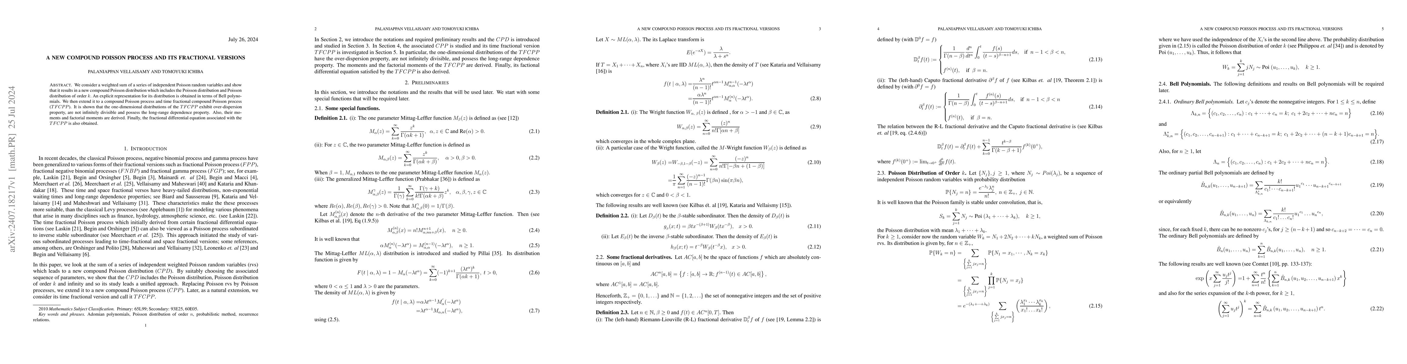 Thumbnail for A New Compound Poisson Process and Its Fractional Versions