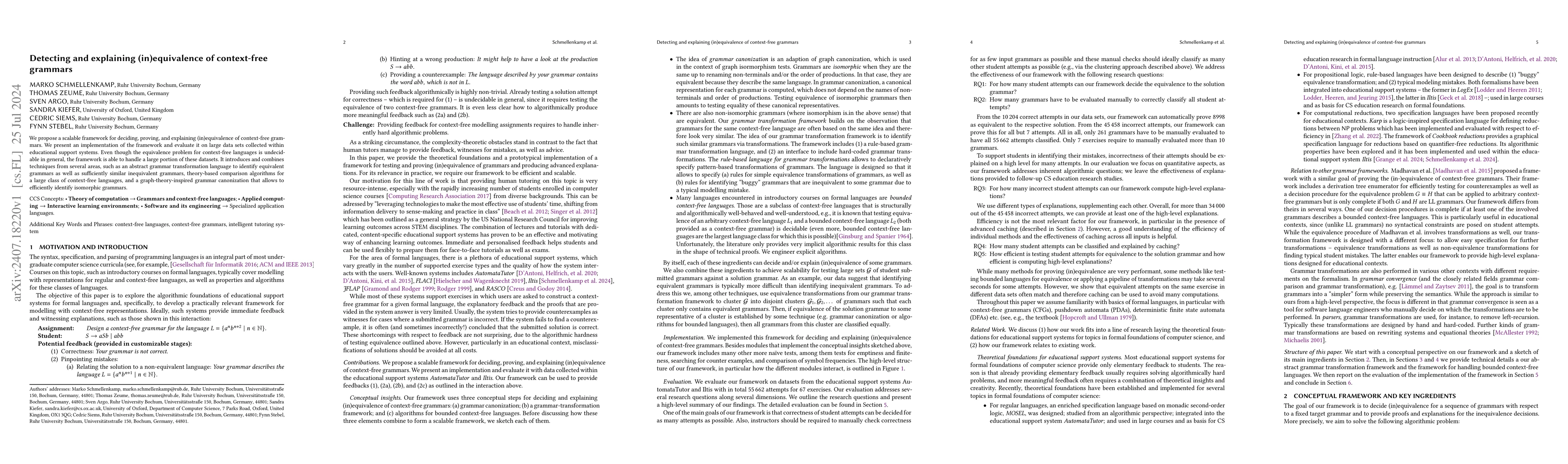 Thumbnail for Detecting and explaining (in)equivalence of context-free grammars