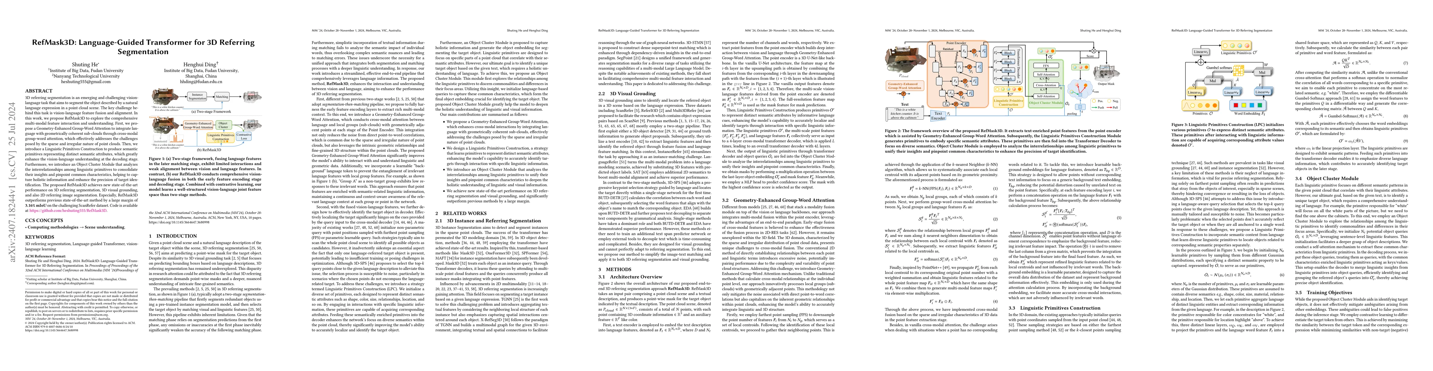 Thumbnail for RefMask3D: Language-Guided Transformer for 3D Referring Segmentation