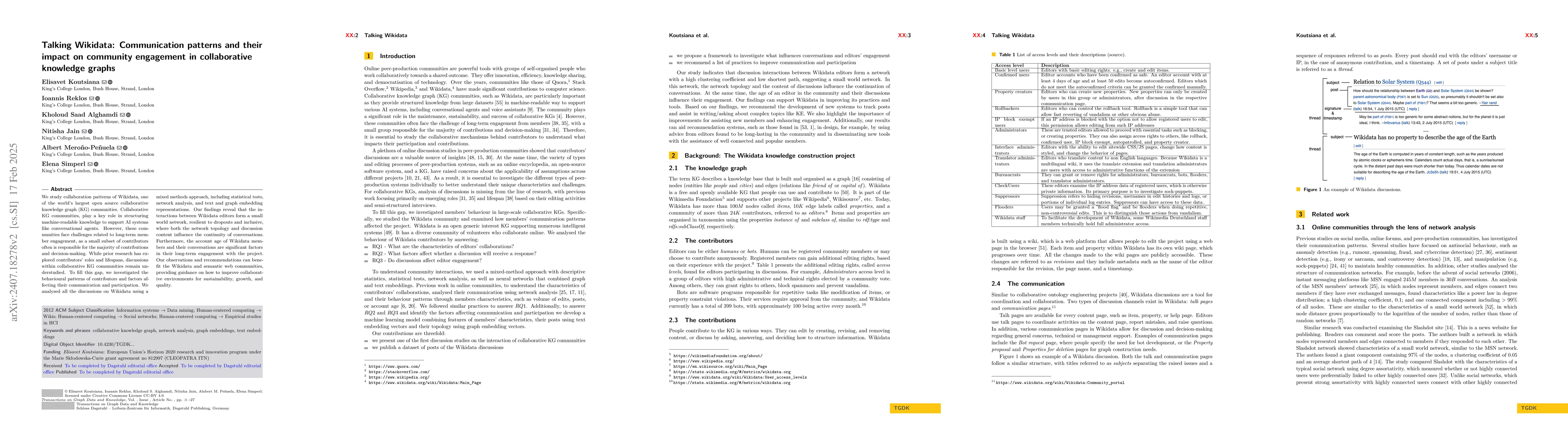 Thumbnail for Talking Wikidata: Communication patterns and their impact on community
  engagement in collaborative knowledge graphs