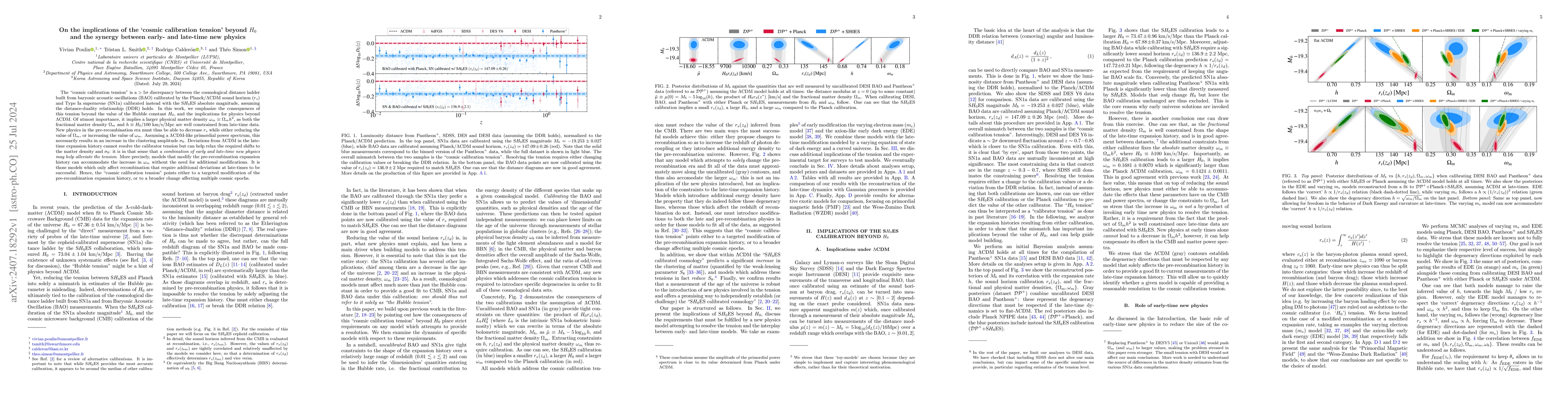 Thumbnail for On the implications of the `cosmic calibration tension' beyond $H_0$ and
  the synergy between early- and late-time new physics