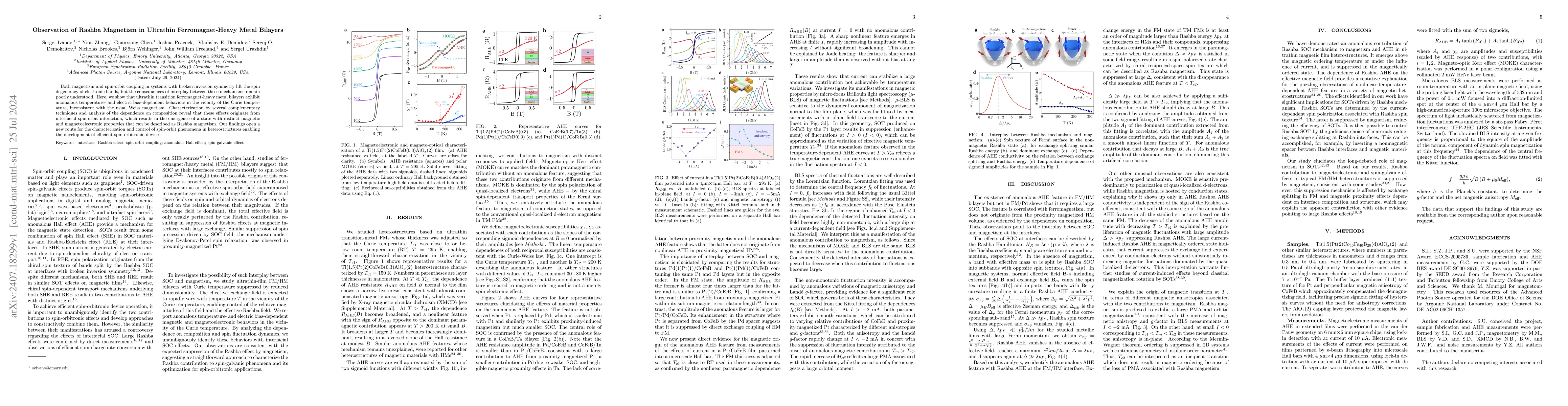 Thumbnail for Observation of Rashba Magnetism in Ultrathin Ferromagnet-Heavy Metal
  Bilayers