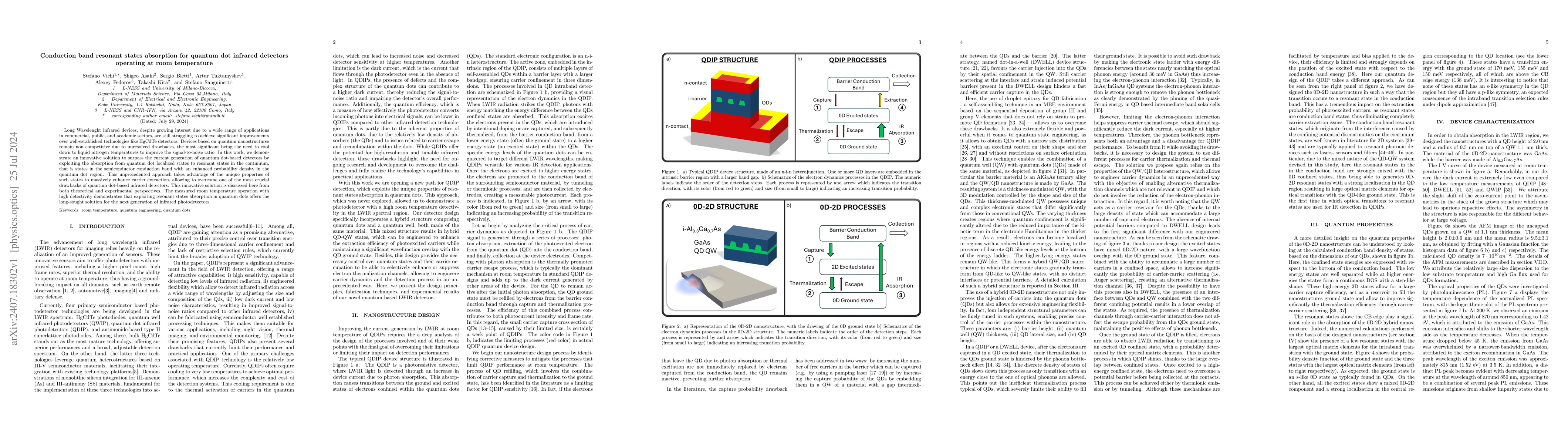 Thumbnail for Conduction band resonant states absorption for quantum dot infrared
  detectors operating at room temperature