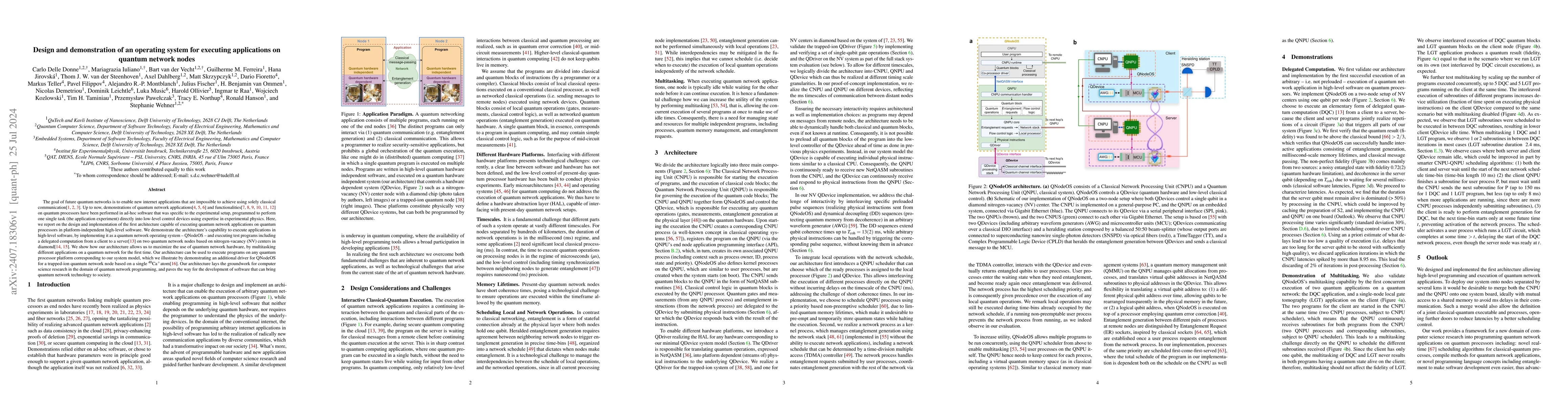 Thumbnail for Design and demonstration of an operating system for executing
  applications on quantum network nodes
