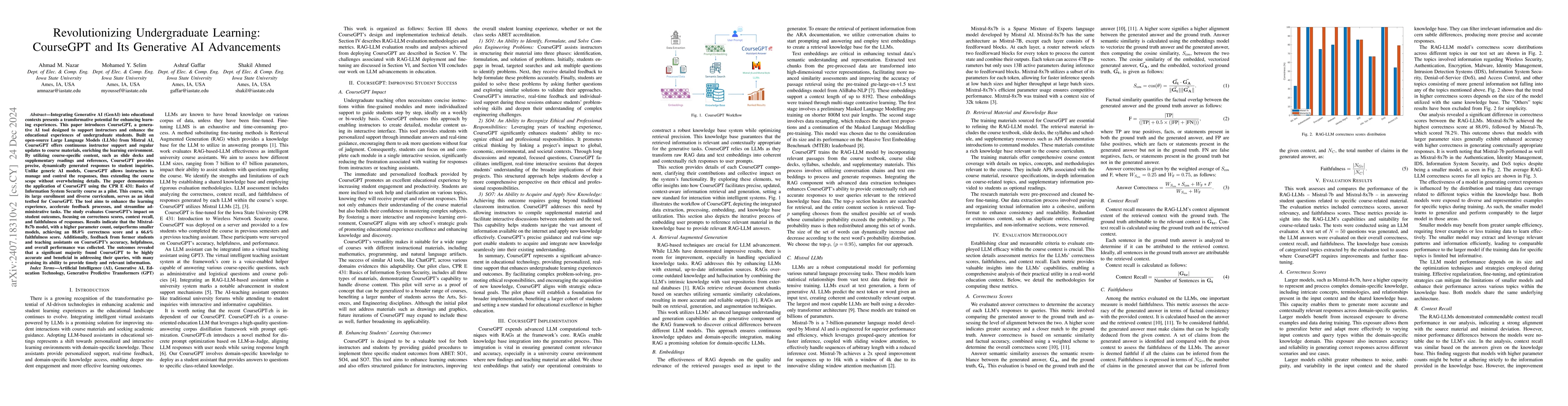 Thumbnail for Revolutionizing Undergraduate Learning: CourseGPT and Its Generative AI
  Advancements