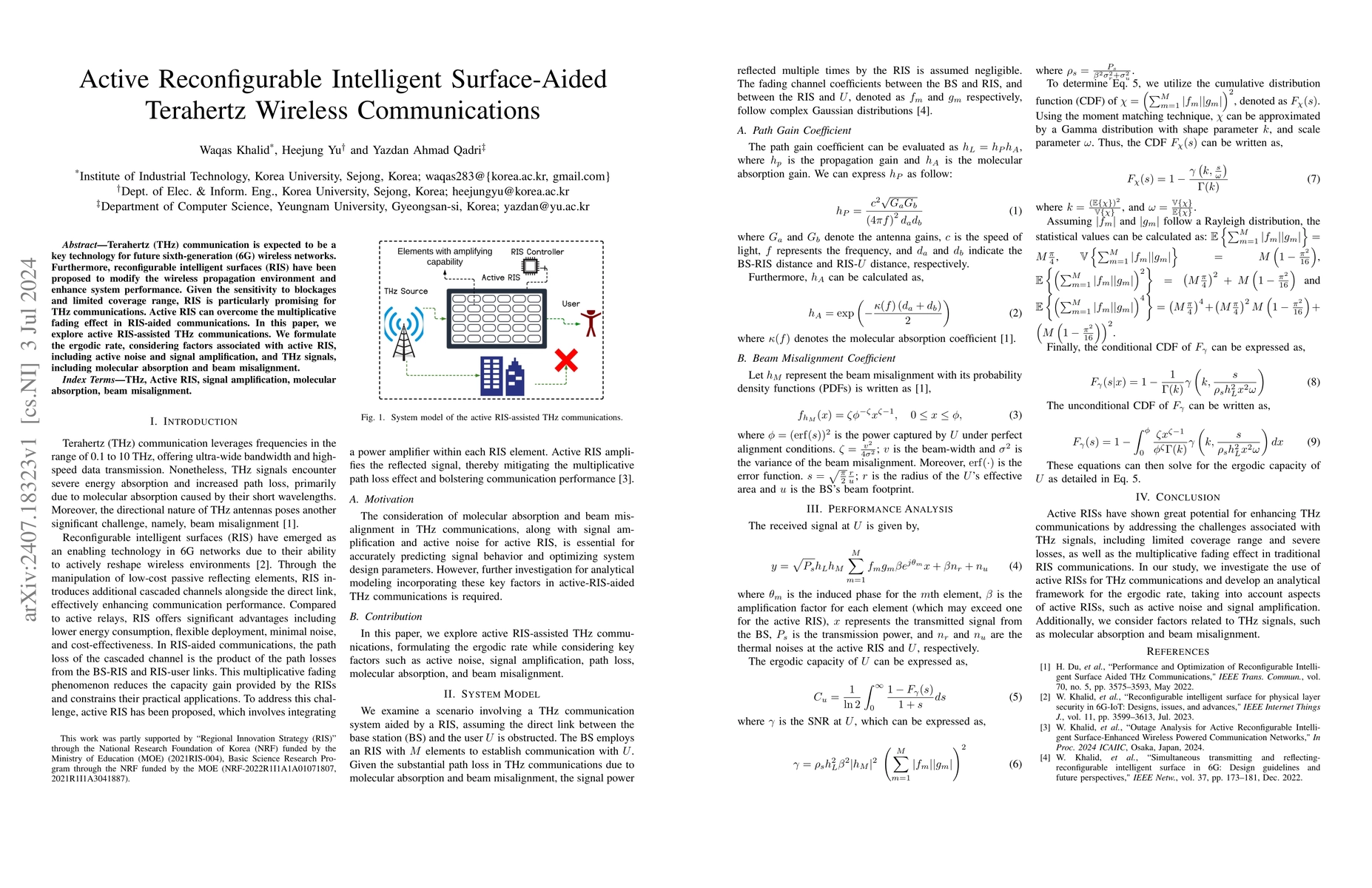 Thumbnail for Active Reconfigurable Intelligent Surface-Aided Terahertz Wireless
  Communications