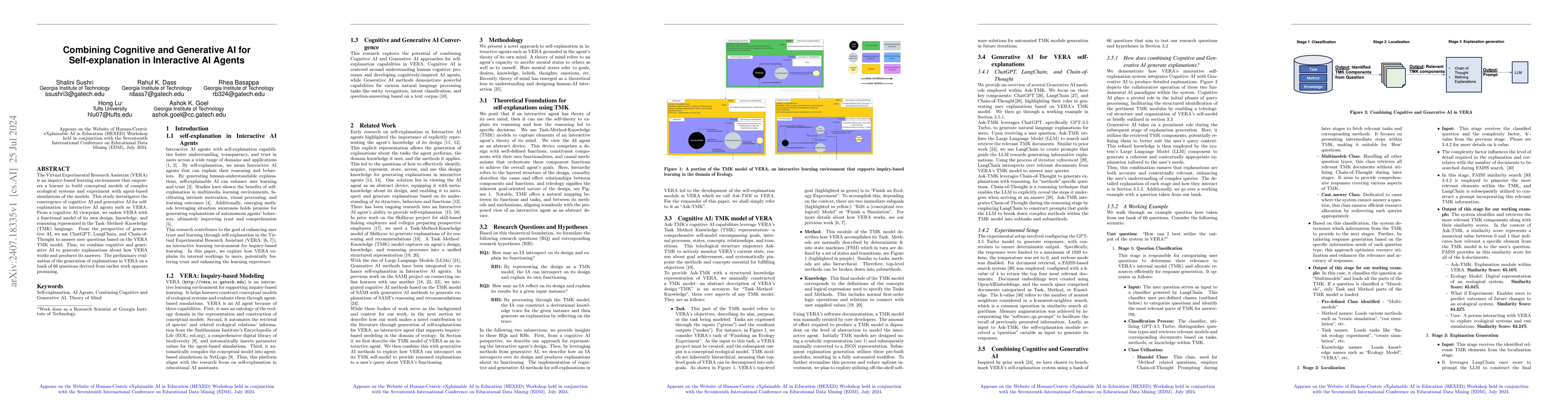 Thumbnail for Combining Cognitive and Generative AI for Self-explanation in
  Interactive AI Agents