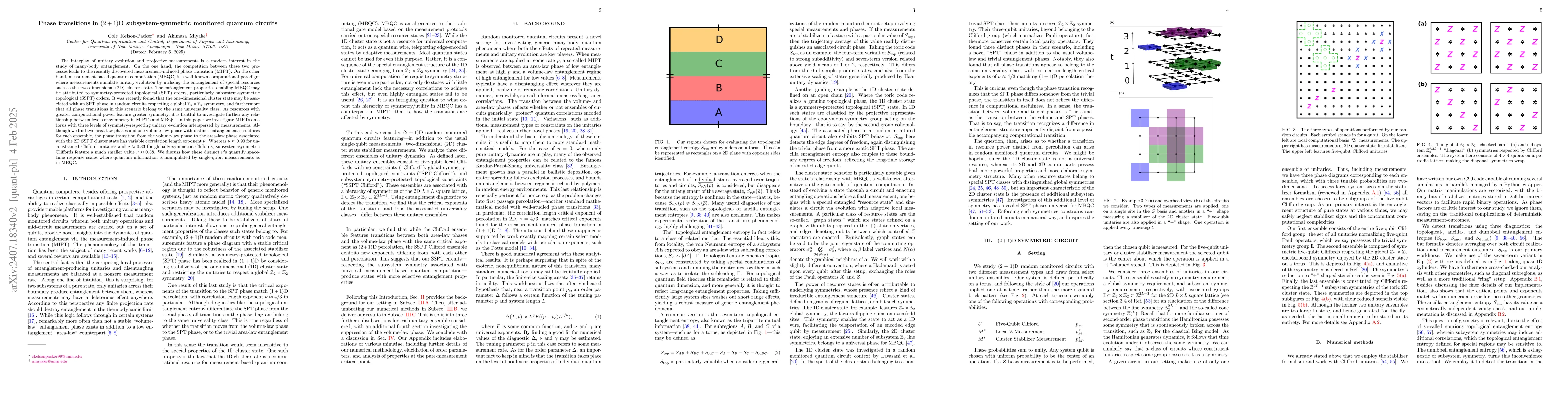 Thumbnail for Phase transitions in (2 + 1)D subsystem-symmetric monitored quantum
  circuits