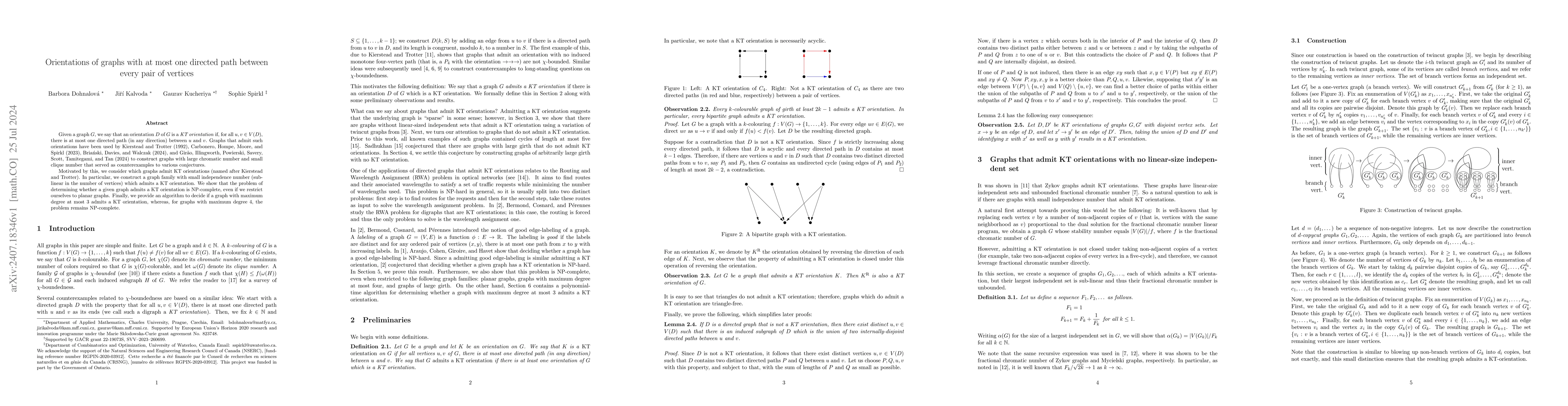 Thumbnail for Orientations of graphs with at most one directed path between every pair
  of vertices