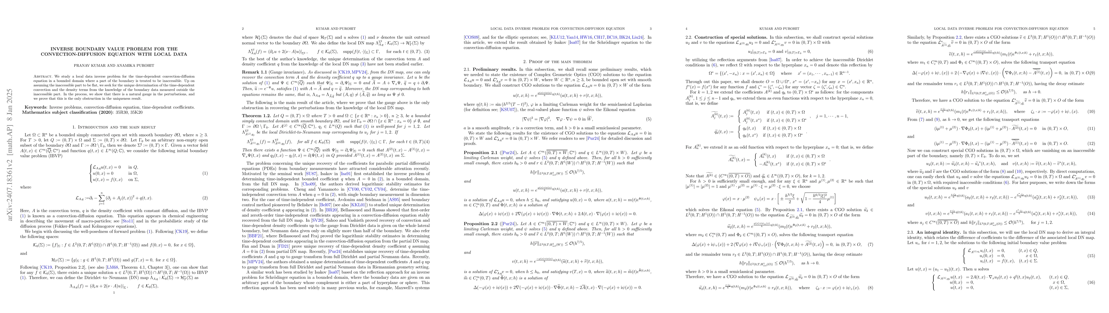 Thumbnail for Inverse boundary value problem for the Convection-Diffusion equation
  with local data