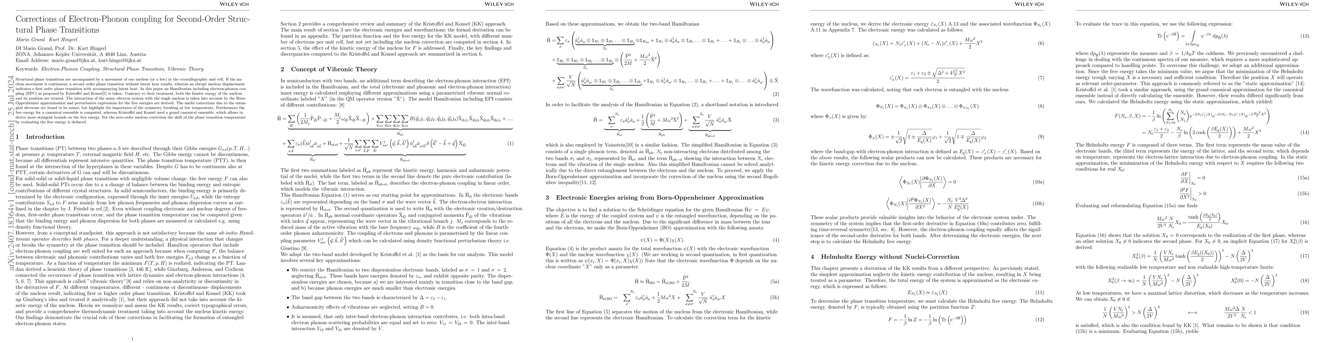 Thumbnail for Corrections of Electron-Phonon coupling for Second-Order Structural
  Phase Transitions