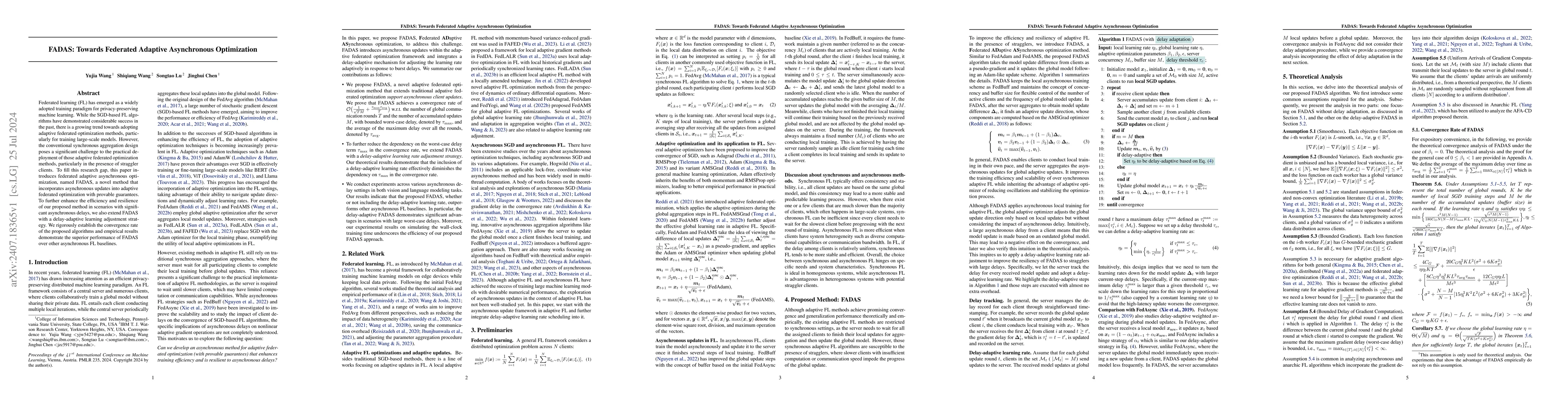 Thumbnail for FADAS: Towards Federated Adaptive Asynchronous Optimization