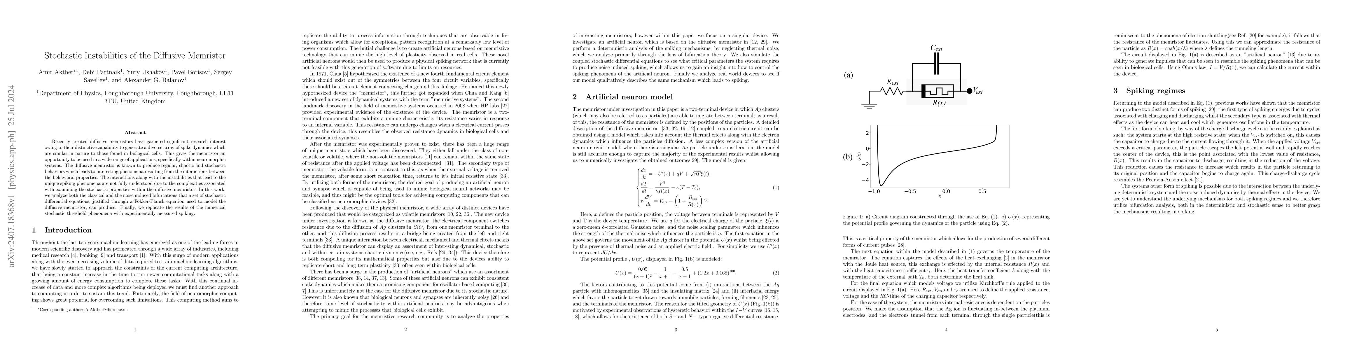 Thumbnail for Stochastic Instabilities of the Diffusive Memristor