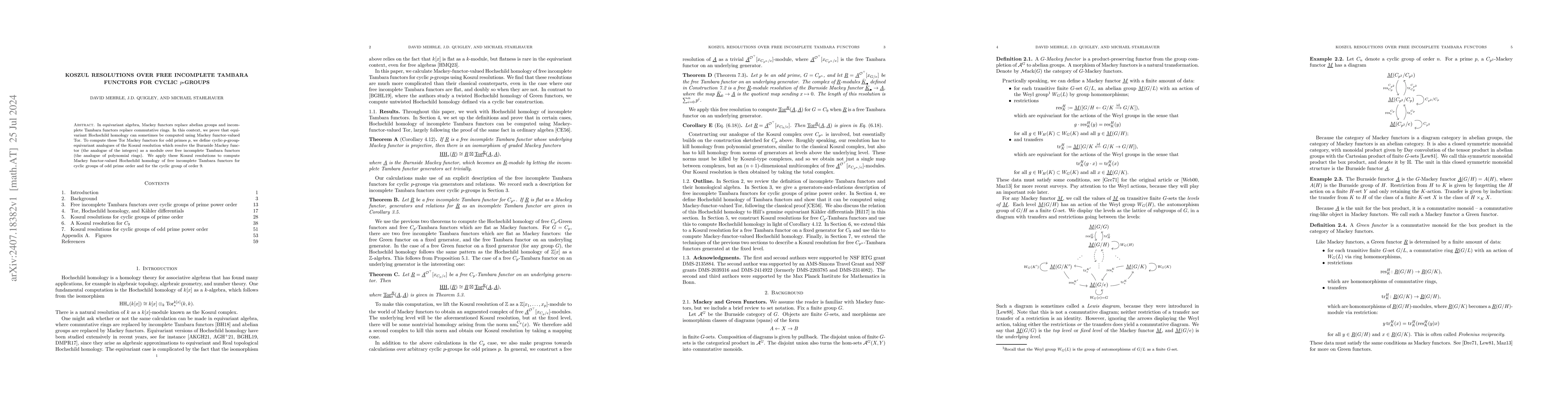 Thumbnail for Koszul Resolutions over Free Incomplete Tambara Functors for Cyclic
  $p$-Groups