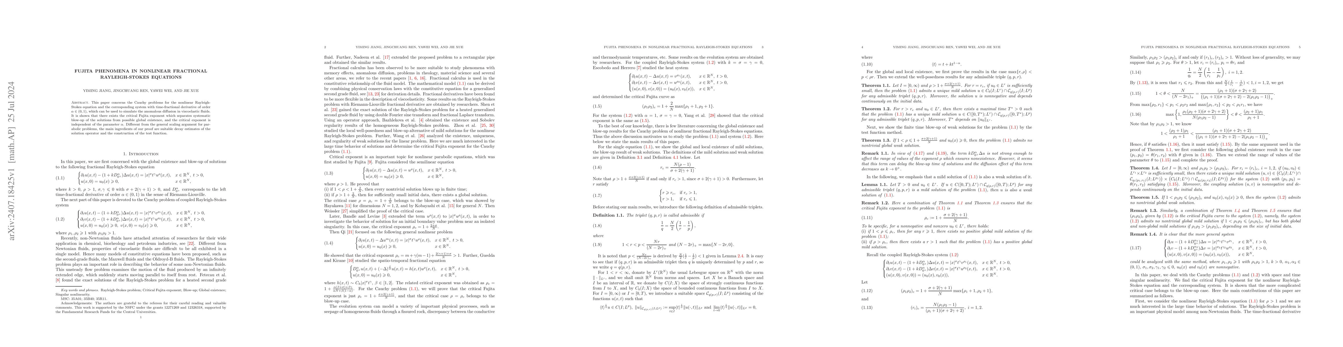 Thumbnail for Fujita phenomena in nonlinear fractional Rayleigh-Stokes equations