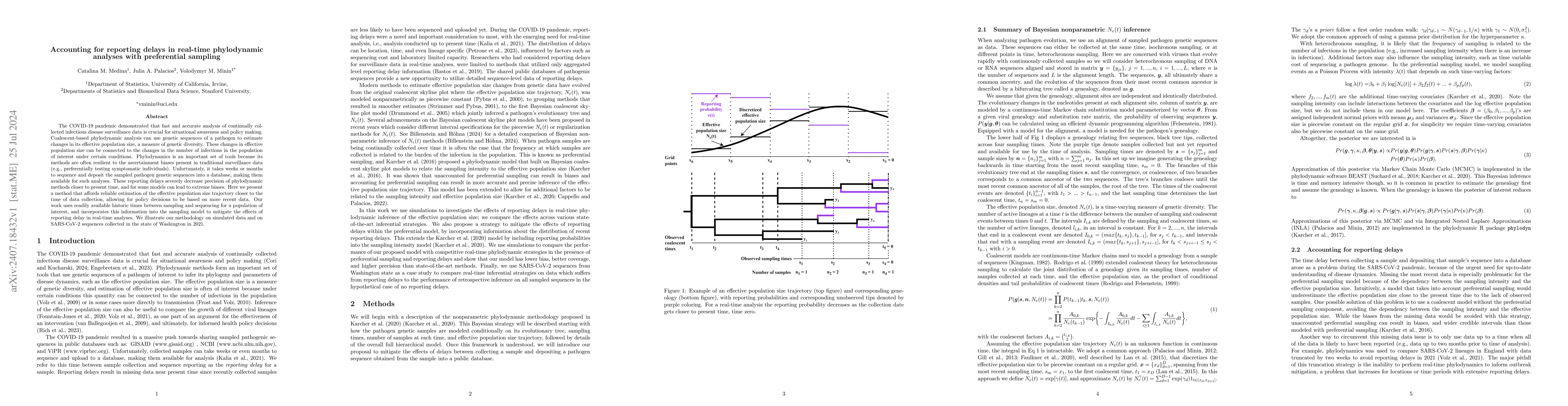 Thumbnail for Accounting for reporting delays in real-time phylodynamic analyses with
  preferential sampling