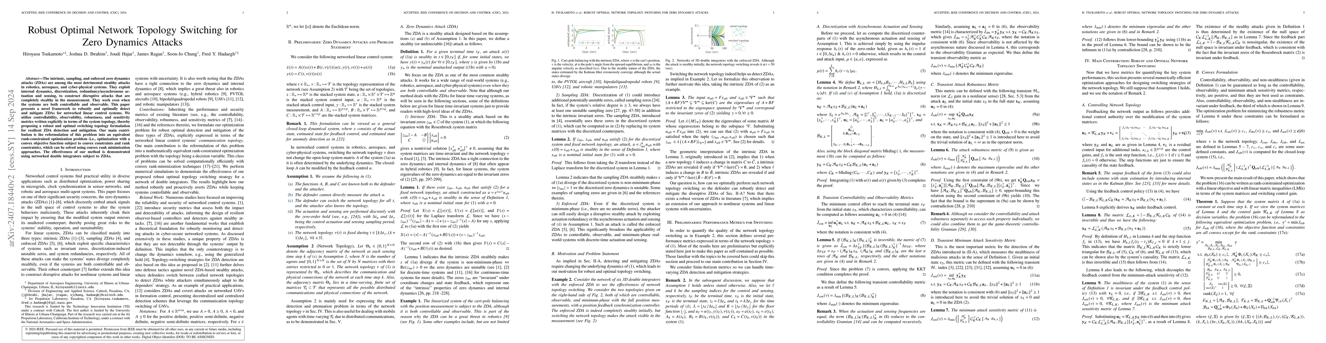 Thumbnail for Robust Optimal Network Topology Switching for Zero Dynamics Attacks