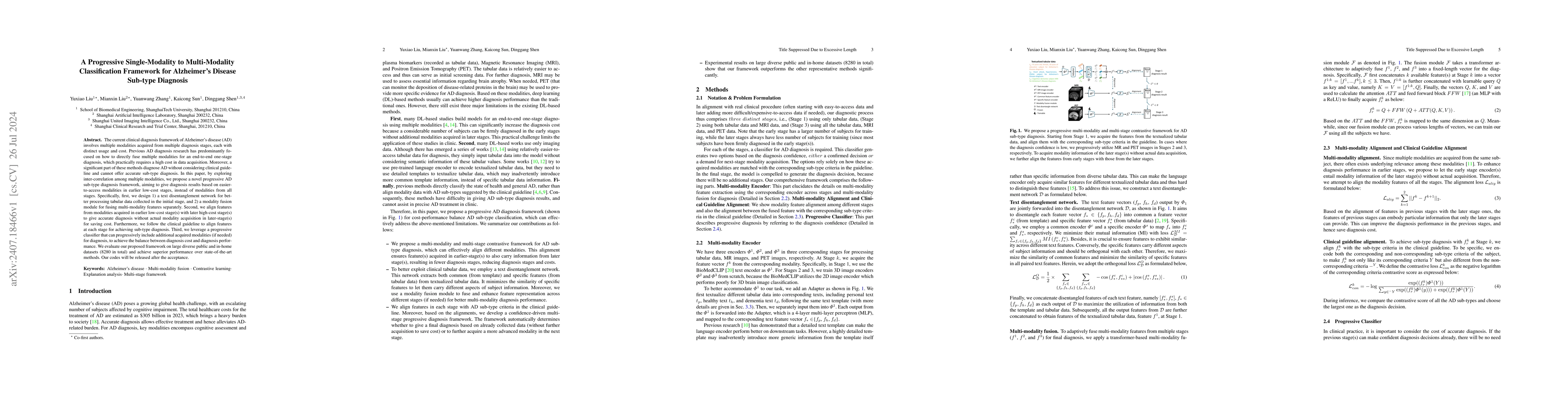 Thumbnail for A Progressive Single-Modality to Multi-Modality Classification Framework
  for Alzheimer's Disease Sub-type Diagnosis
