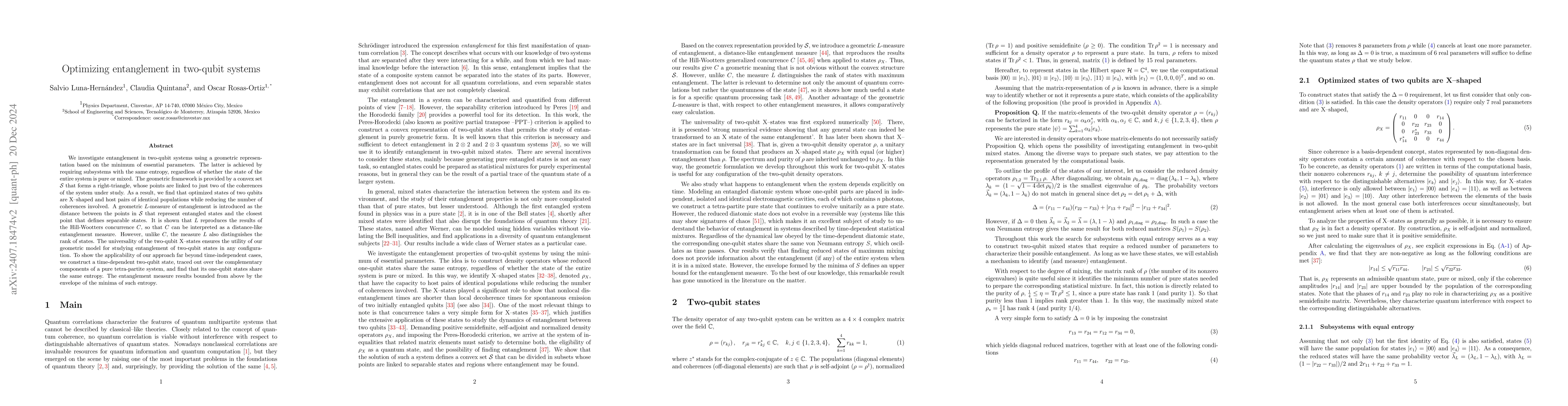 Thumbnail for Optimizing entanglement in two-qubit systems