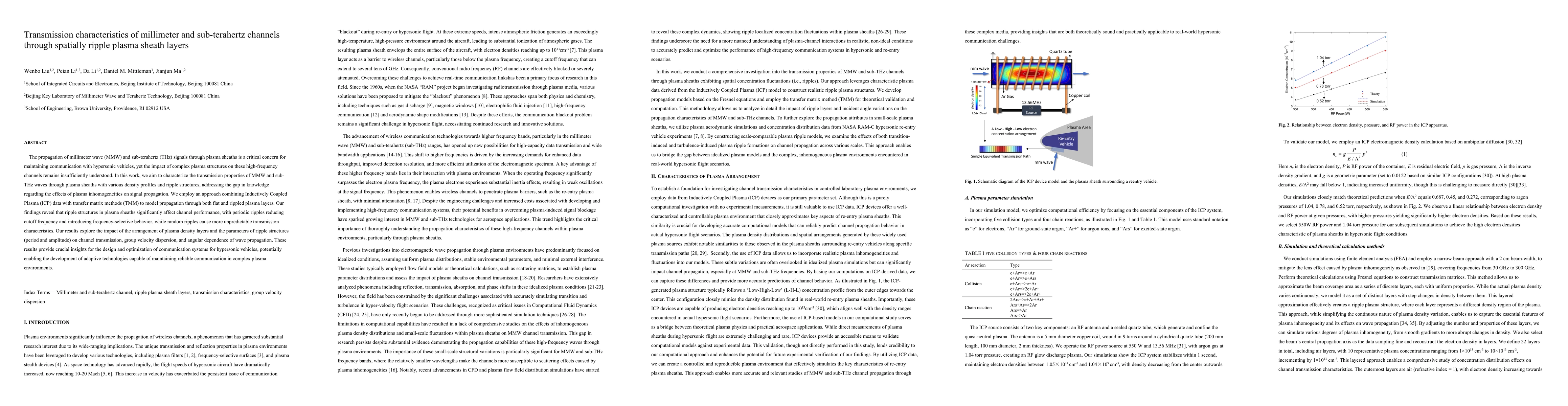 Thumbnail for Transmission characteristics of millimeter and sub-terahertz channels
  through spatially ripple plasma sheath layers