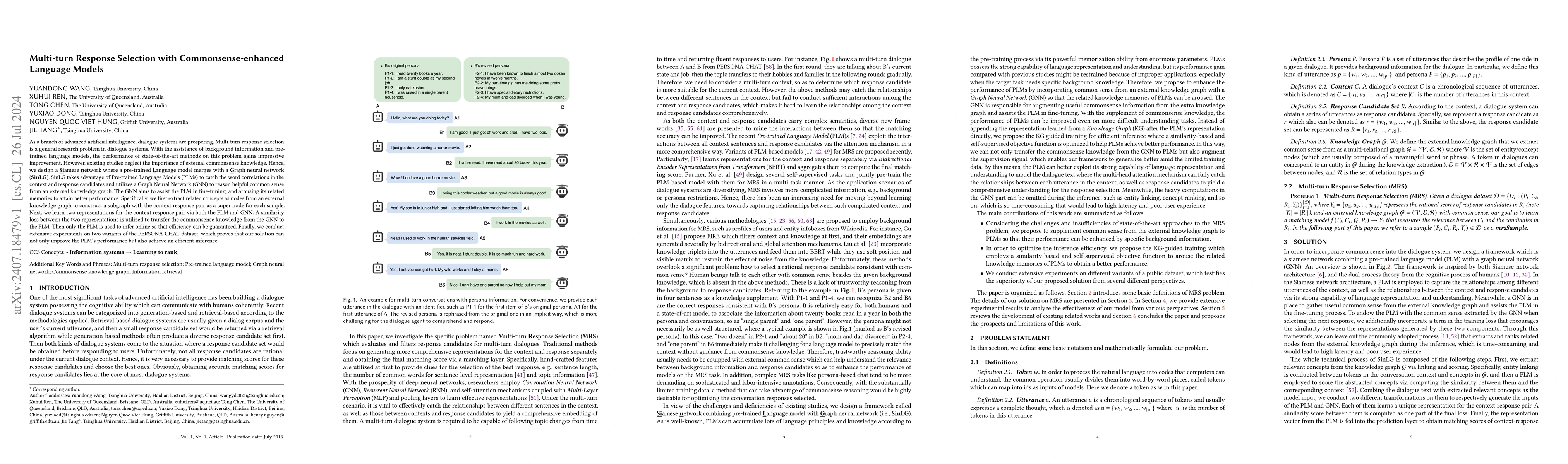 Thumbnail for Multi-turn Response Selection with Commonsense-enhanced Language Models
