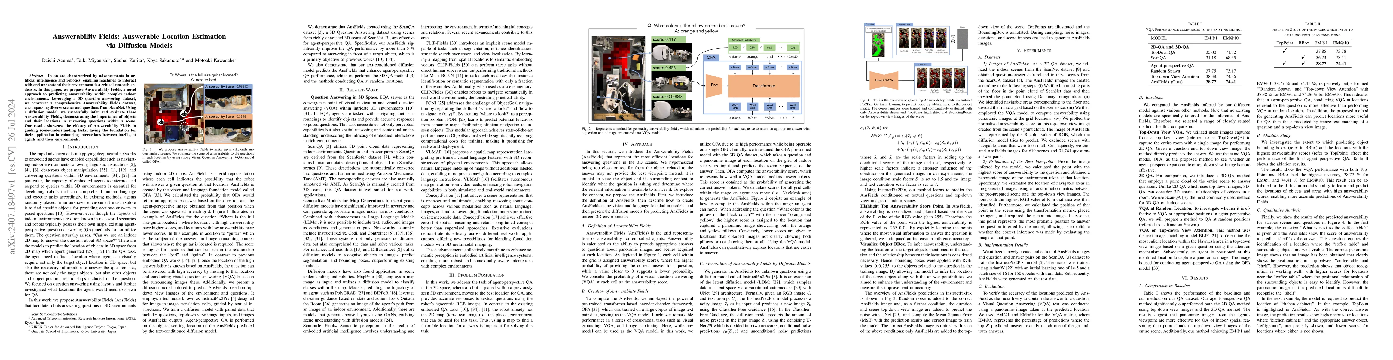 Thumbnail for Answerability Fields: Answerable Location Estimation via Diffusion
  Models