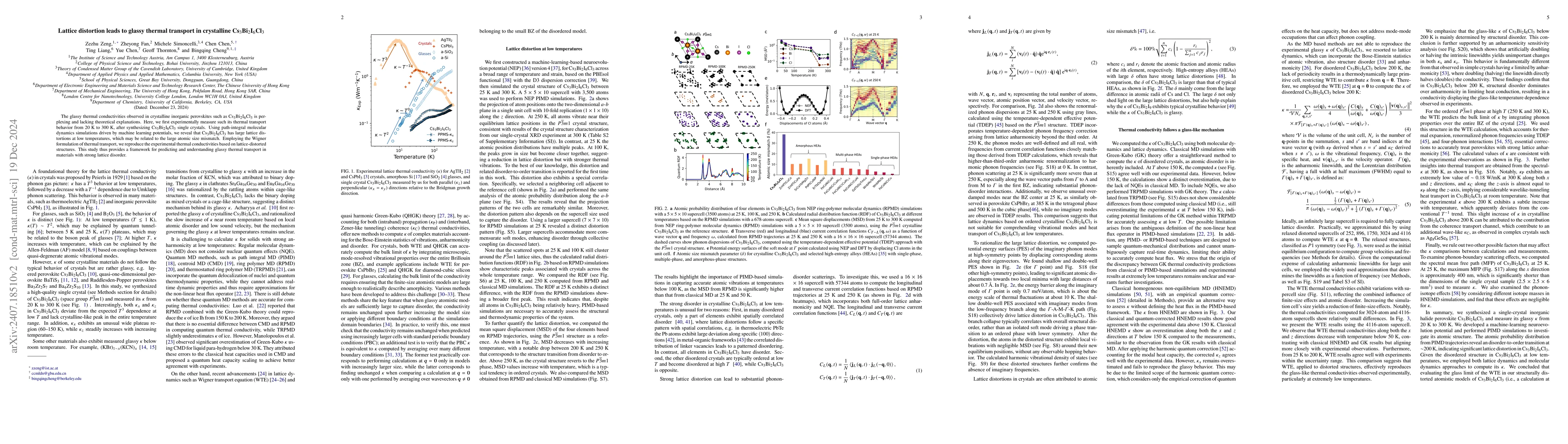 Thumbnail for Lattice distortion leads to glassy thermal transport in crystalline
  Cs$_3$Bi$_2$I$_6$Cl$_3$